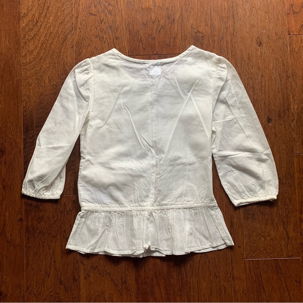 Gap Kids White Embroidered Tassel Blouse | Girls Medium 10/12 - Picture 2 of 5